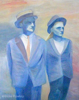 oil painting of couple on a walk